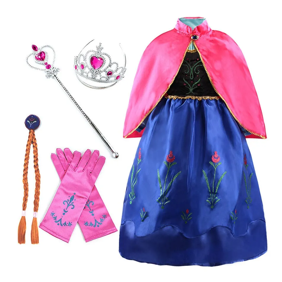 Платье принцессы Анны для девочек Детская Снежная Королева Нарядное платье