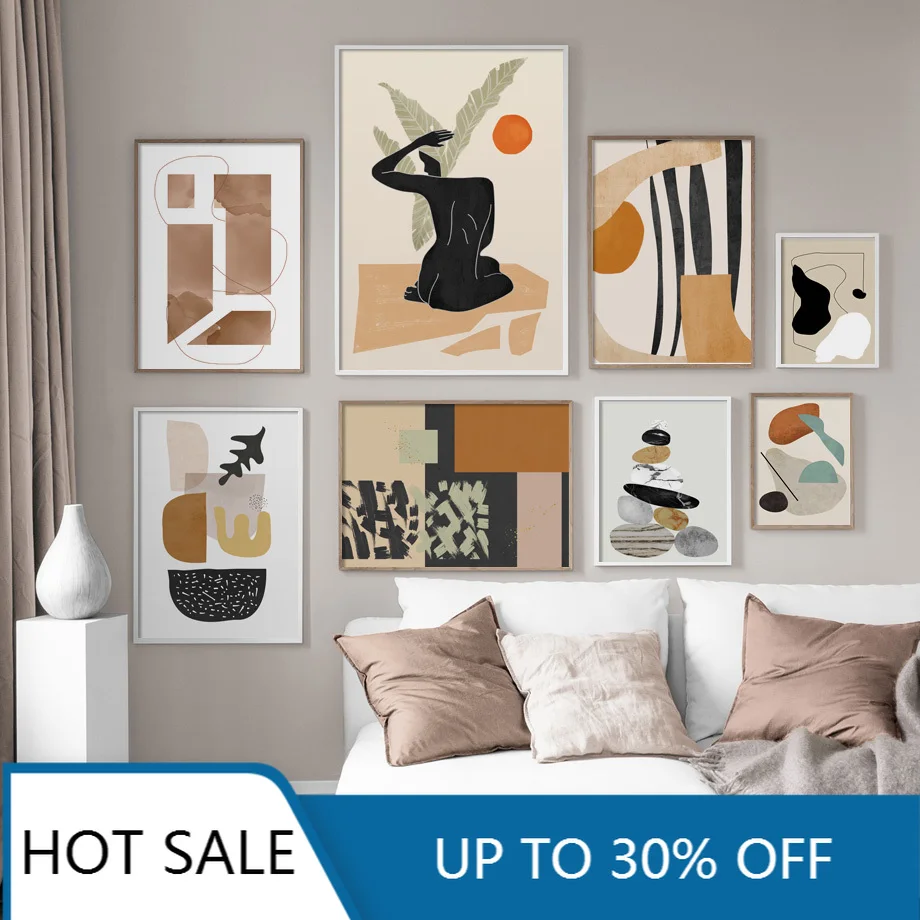 

Abstract Girl line Geometric Color Nordic Wall Art Canvas Painting Posters And Prints Modern Wall Pictures For Living Home Decor
