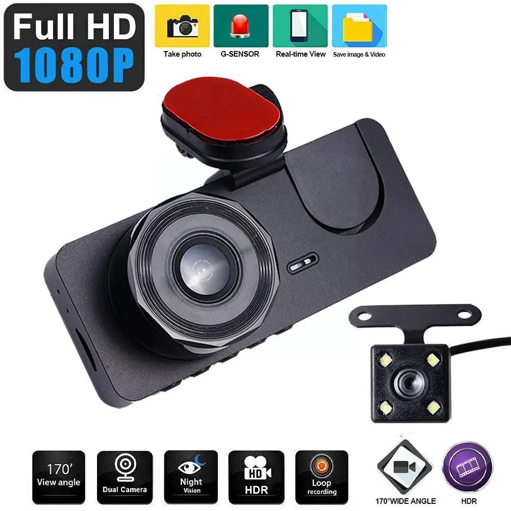 

1080P 2,0 дюймовый бортовой видеорегистратор HD Автомобильный тахограф трехсторонний видеорегистратор DVR видеотахограф камера рекордер S8Z3