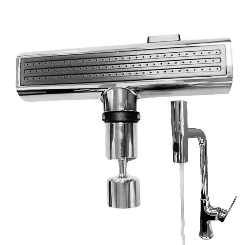 

Waterfall Faucet Kitchen Bathroom Multifunctional Nozzle Universal Connector Wide Nozzle And 360Degree Rotation Waterfall Design