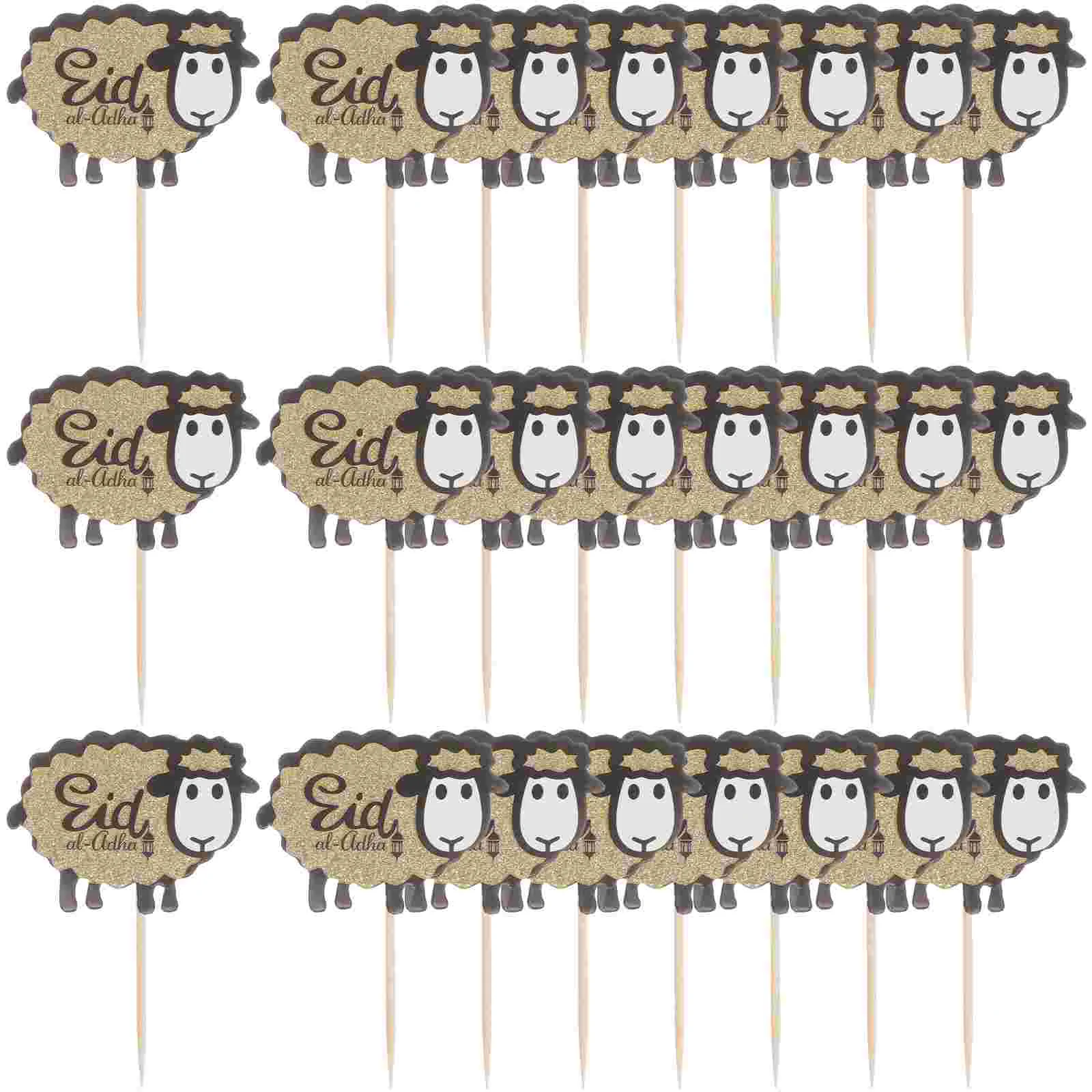 

24 Pcs Food Decor Farm Animals Cupcake Picks Eid Theme Cake Picks Creative Cake Inserted Cards Glitter Sheep Cupcake Picks