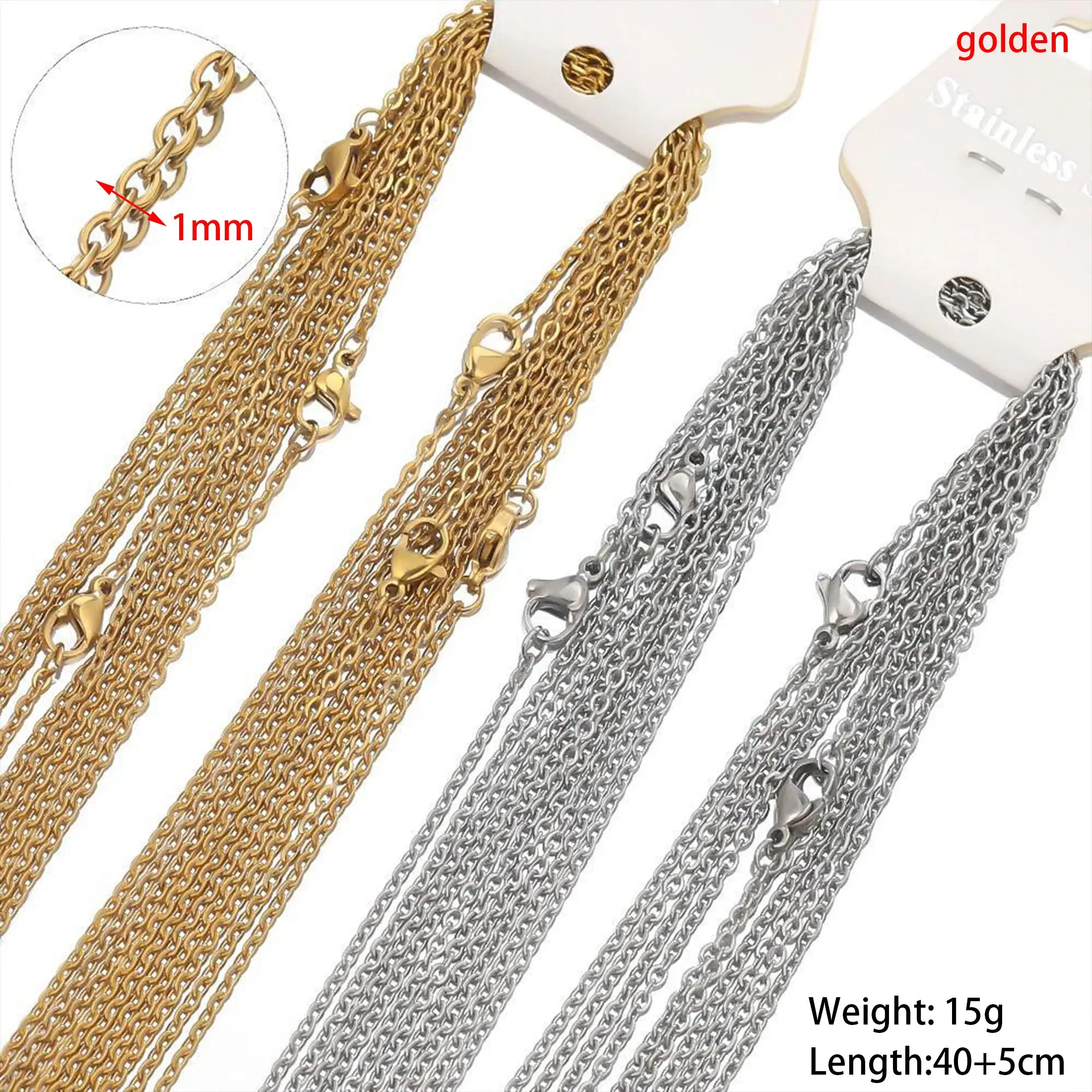 Цепочка Из Нержавеющей Стали золотого цвета 45 + 5 см 10 шт.