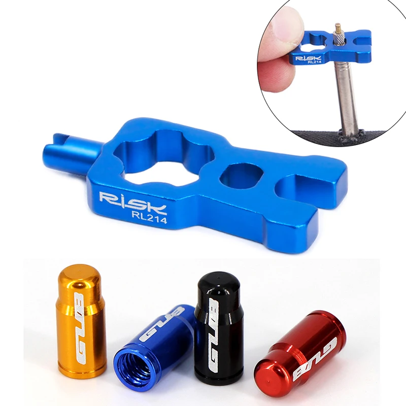 

RISK 4 In 1 Bike Valve Core Wrench and Presta Tire Valve caps Bicycle Valve Removal Tool Portable Repair Tools Accessories 2020