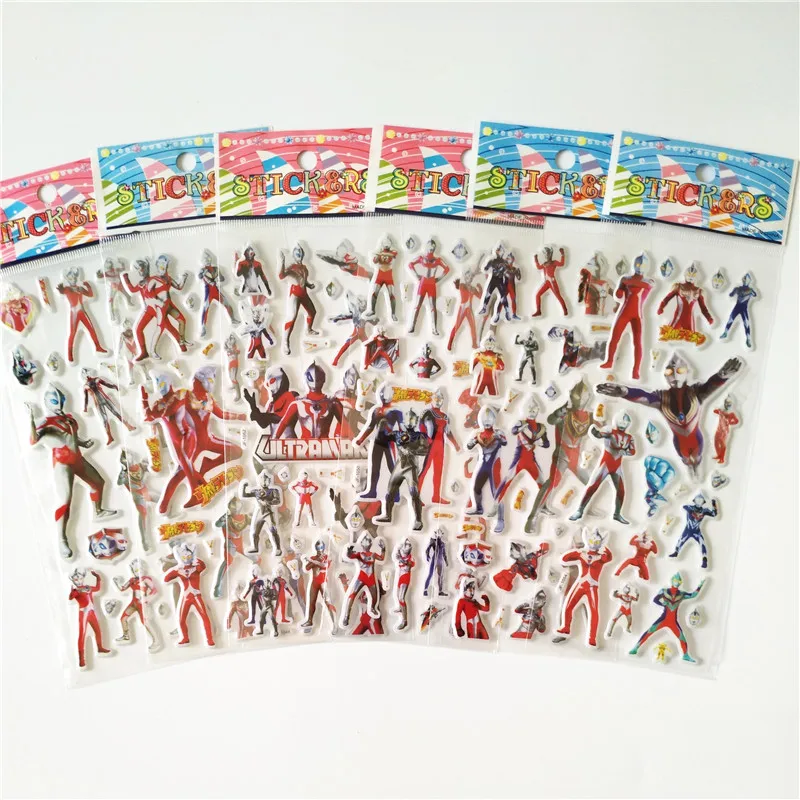 

6 листов, Мультяшные 3D наклейки ULTRAMAN ULTRA SEVEN Altman Taro JACK Bubble, детские школьные награды, Классические Фотообои