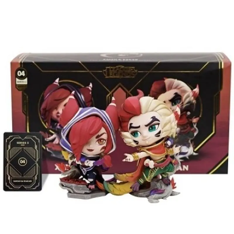 Фото Официальная подлинная аниме-игровая фигурка League Of Legends Rakan And Xayah, коллекция периферийных украшений, игрушки для детских подарков №5