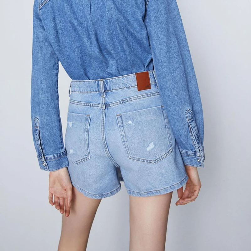Summer Fashion Girls Solid Irregular Slim Straight Shorts 2023 Women Casual Denim Shorts Skirts High Waist Patchwork Short Jeans