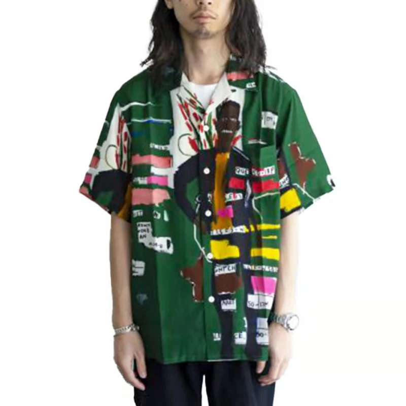 

2022 SS Wacko Maria Shirt High Quality Men's Women's 1:1 Basquiat Graffiti Hawaiian Short Sleeve