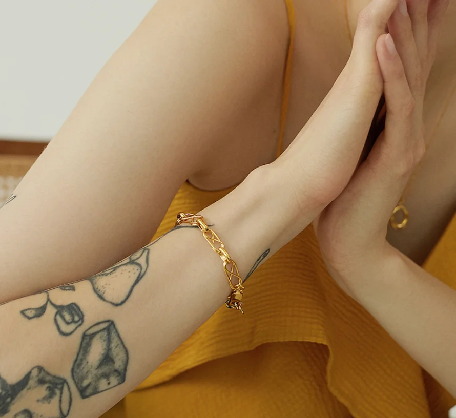 Новинка 2022 трендовые простые медные позолоченные уличные металлические цепи