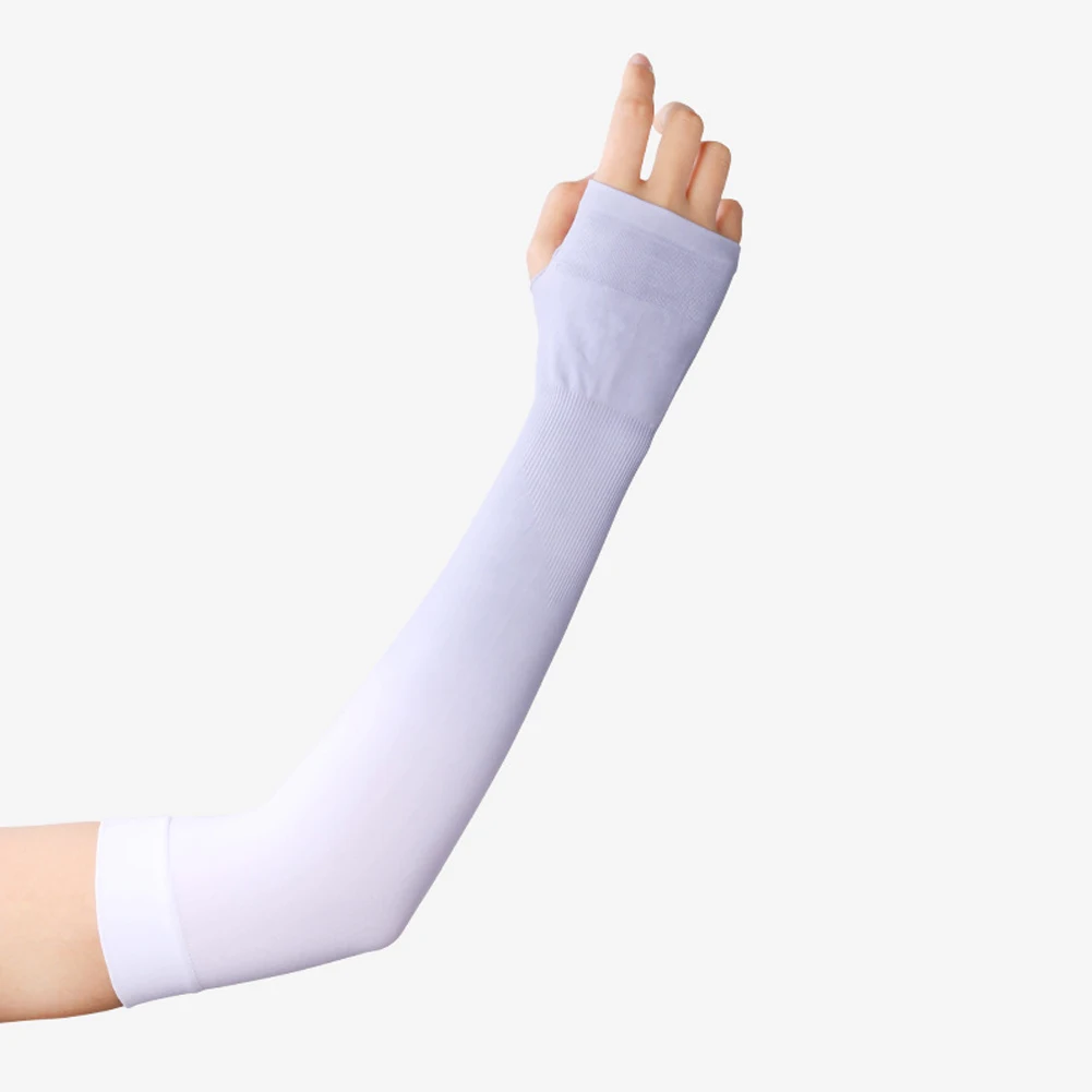 

1Pair Men WomenSports Arm Sleeves Summer Riding Ice Sleeves UV Sun Protection Breathable Arm Cover Sports Travel Arm Thumb Cover