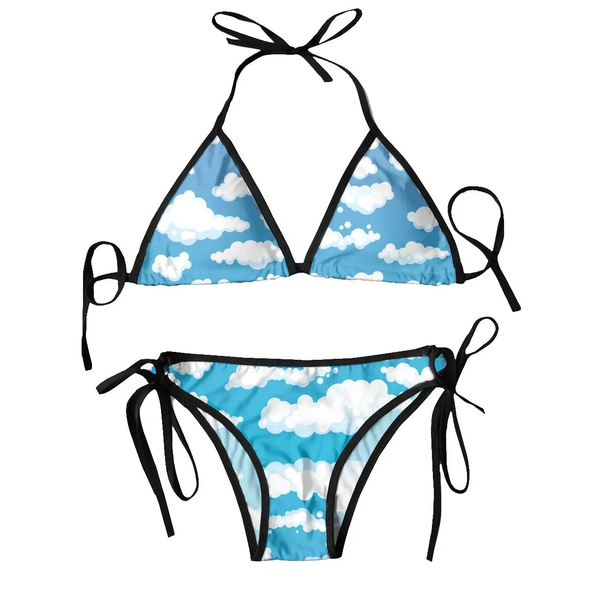 

Sexy Bikini 2023 Women Swimsuit Cartoon Clouds Set On Blue Sky Bikini Set Swimwear Bathing Suit
