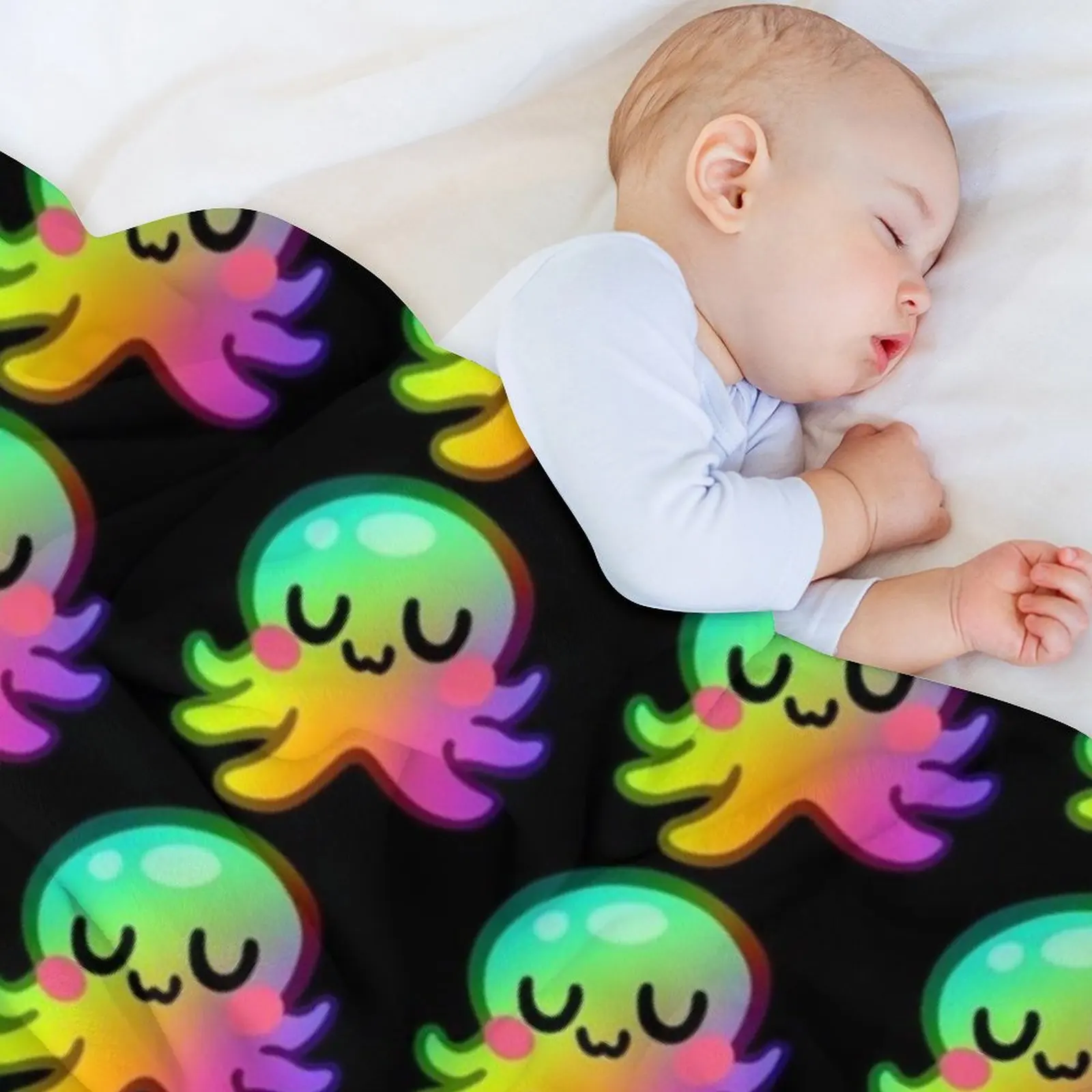 Фото Плед Rainbow Kraken UwU, мягчайший винтажный плед в клетку для дивана, рождественское украшение, одеяла №5