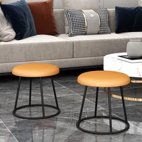 round stool home furniture fabric with mental stool foot kitchen bedroom living room low stools muebles multifuncionales