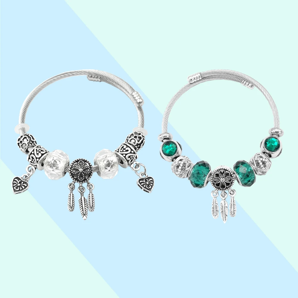 

Dreamcatcher Live Mouth Adjustable Titanium Steel Bracelet fit Feast 925 Silver Original Fashion Jewelry for Ladies Gifts