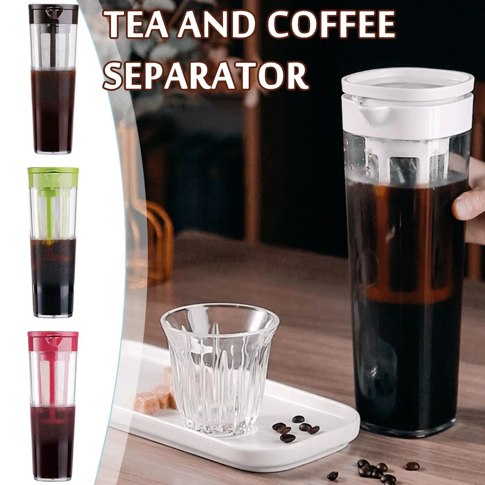 

Airtight Cold Brew Iced Coffee Maker Tea Brewer 1100ml Espresso Maker With Removable Filter Durable Plastic Cold Coffee Pitcher