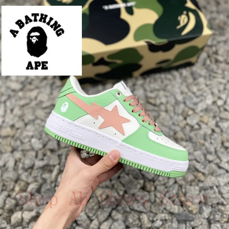 

A Bathing Ape Sta Sport Sneakers Mint Color Skateboarding Shoes Women Men Running Shoes Unisex Outdoor Shoes Size：36-45