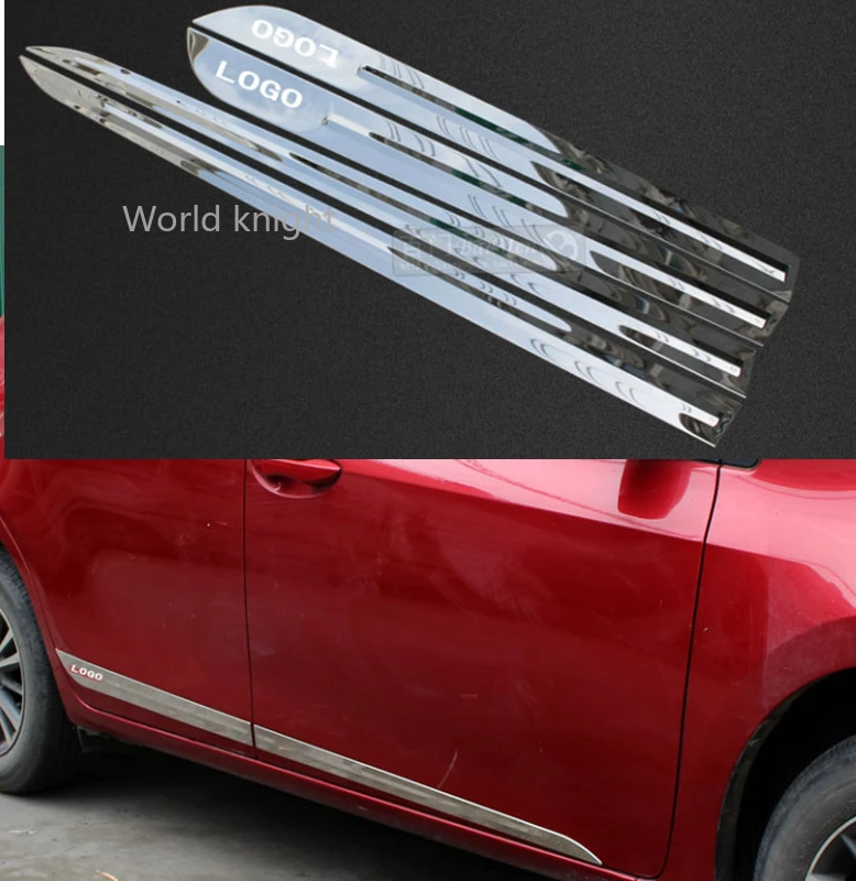 

For Toyota Corolla 2014 218 Car Stainless Steel Chrome Side Door Body Trim Stick Strip Lamp Panel Molding Frame