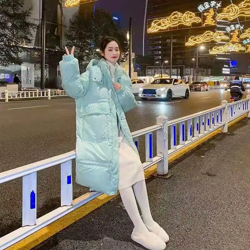 Mid-length down jacket women's white duck down winter women's coat