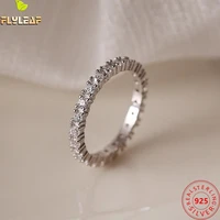 real 925 sterling silver full zircon rings for women ins popular shining thin ring luxury wedding jewelry 2022 new trend
