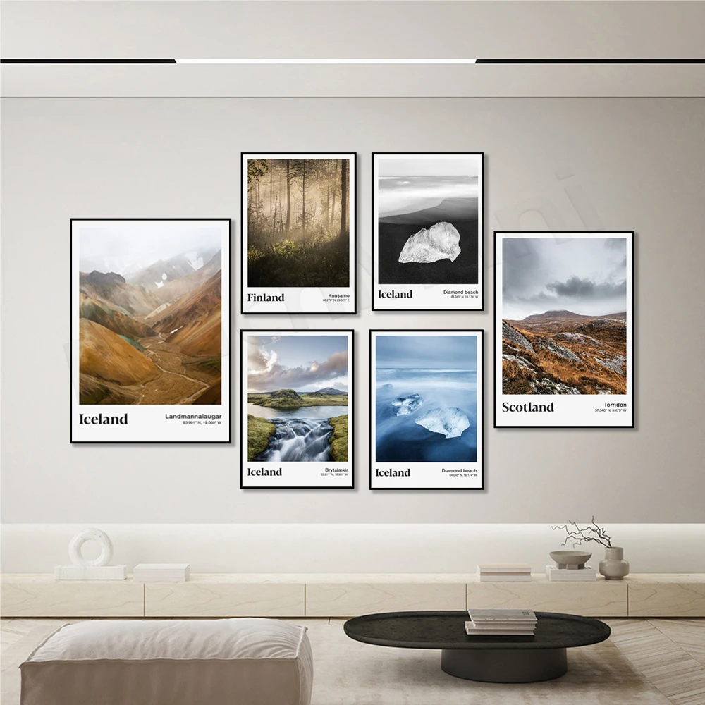 Шотландия Исландия Норвегия Фарерские острова Ice on Diamond Beach | Финляндия постер для