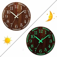 ticking clock with night light 12 inch luminous wall clock wood silent light in dark night nordic fashion wall clock non