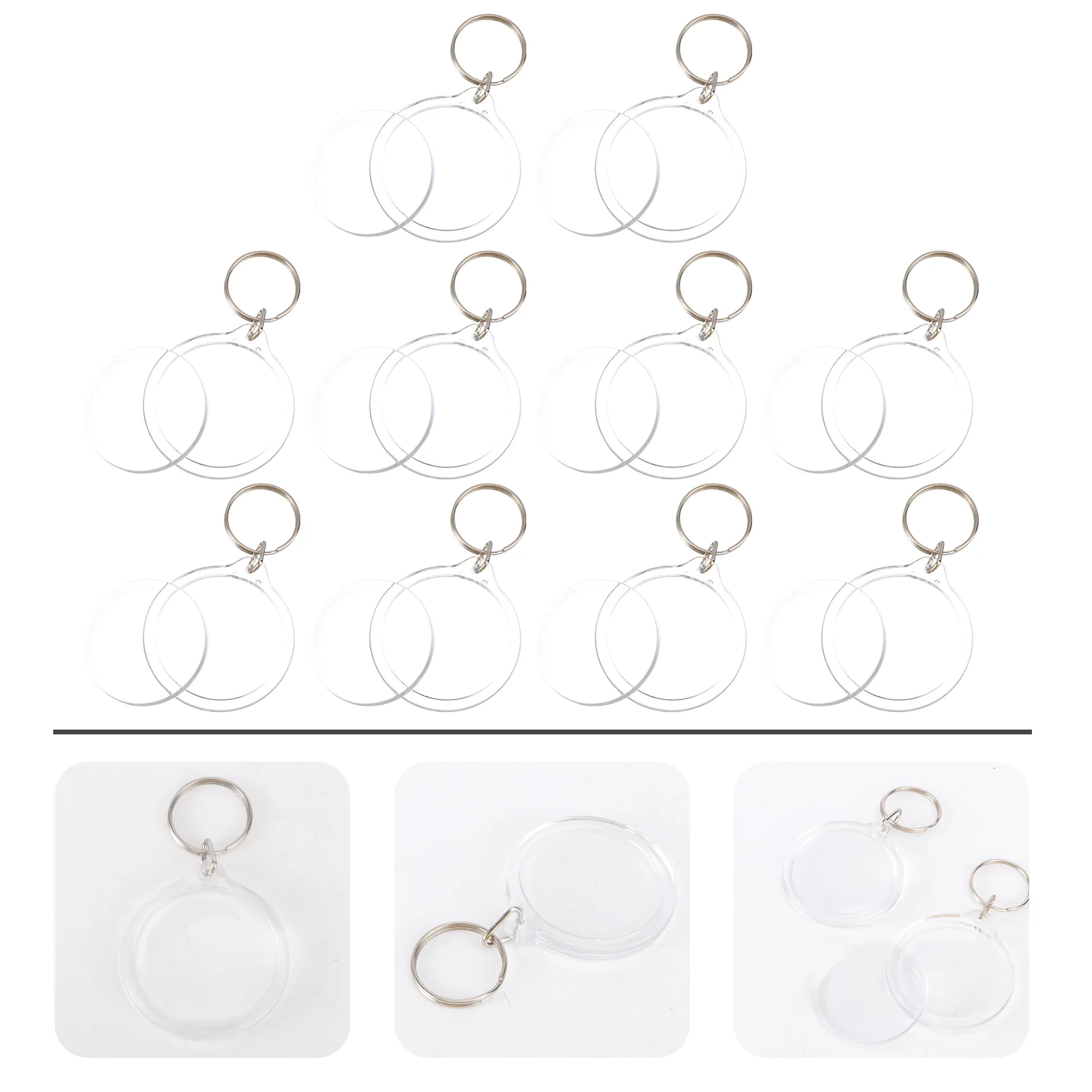 

Photo Keychain Round Blank Insert Photo Picture Frame Split Ring Keychain