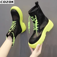 high heels mesh sandals boots breathable green wedges 2022 ankle boots goth shoes womens boots women shoes zapatos de mujer
