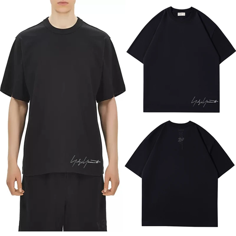 

Y-3 Yohji Yamamoto 2023 Summer Male T-shirt 20th Anniversary Basic Signature Logo Y3 Men's and Women's Trend Short Sleeve Tops