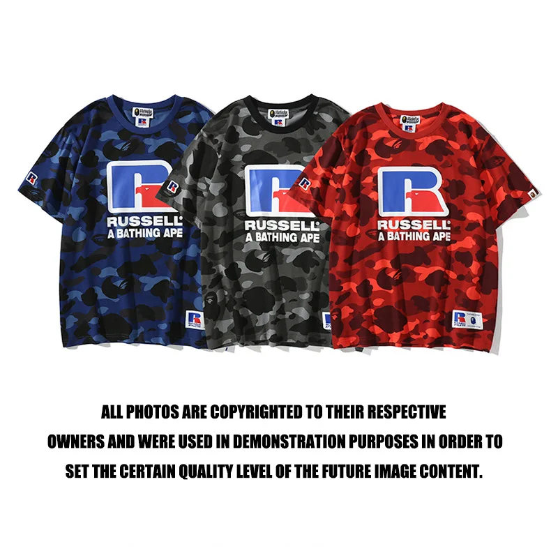 

100%cotton Japanese Fashion Brand Bape Ape Man Printed Men's and Women's Cotton Short Sleeved T-shirts