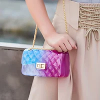 transparent gradient jelly bag women pvc small shoulder crossbody bag fashion mini chain lock messenger bag bolsa feminina