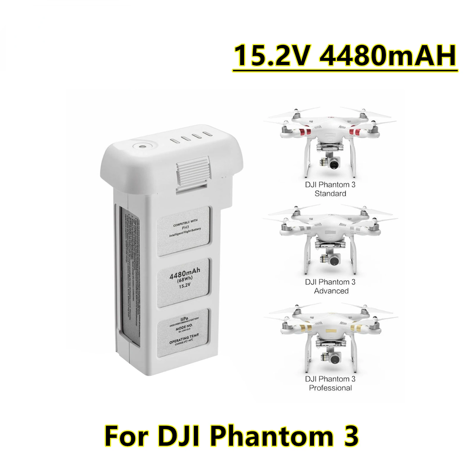

Drone Battery for DJI phantom 3 Professional/3/Standard/Advanced 15.2V 4480mAh LiPo 4S Intelligent Battery