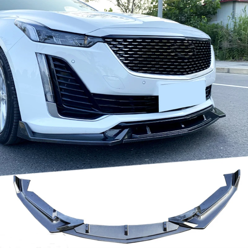 

Front Lip ABS Carbon Look Bumper Spoiler Body Kit for Cadillac CT5 2021-2022 3Pcs/Set