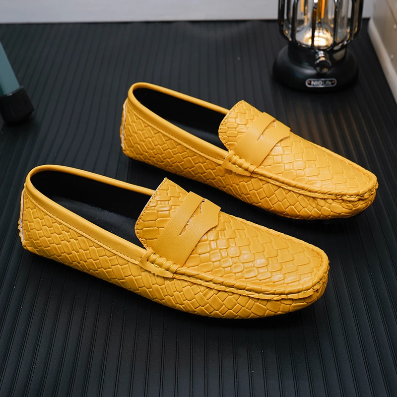 Туфли мужские кожаные для вождения модные роскошные лоферы повседневная