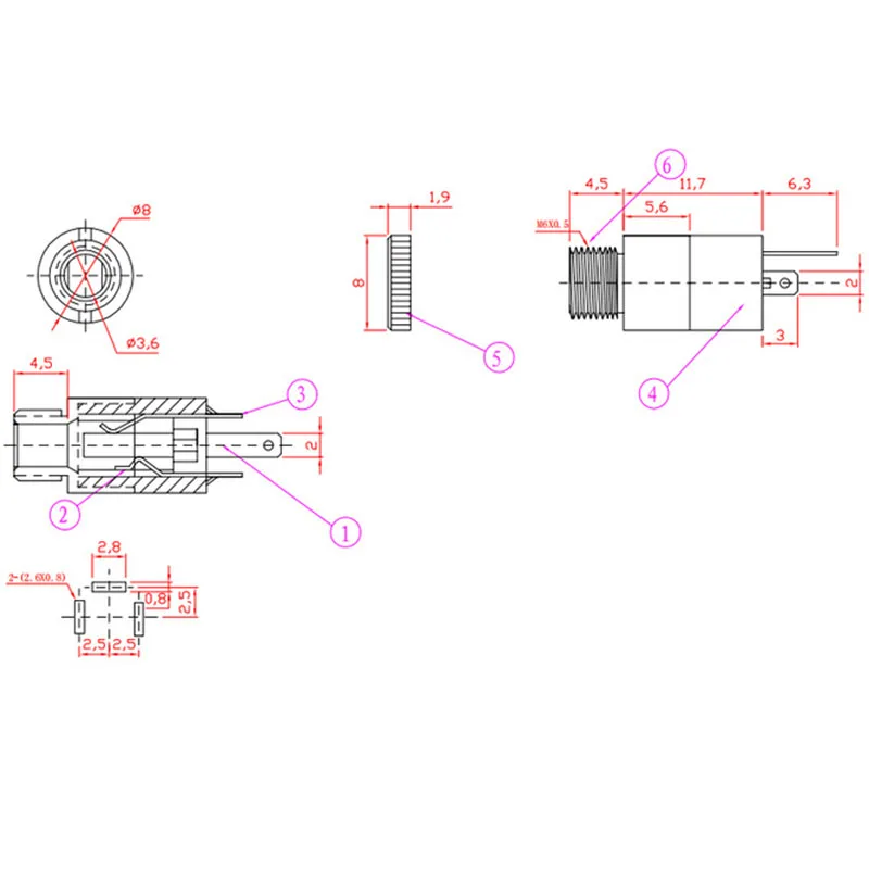 1 шт.-10 шт. стереозвук Pj-392 разъем для наушников 3 5 мм аудио штекер прямой фута