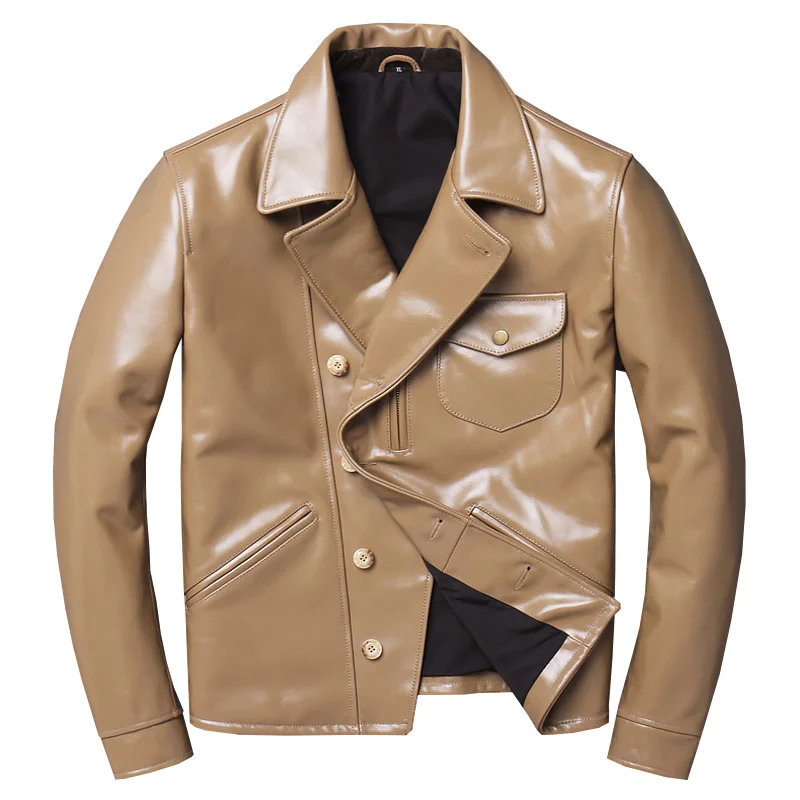 

Aoottii 100% Real Leather Jacket Men Autumn Winter Clothes 2022 Streetwear Fit Genuine Cow Leather Coat Men's Leather Jacket