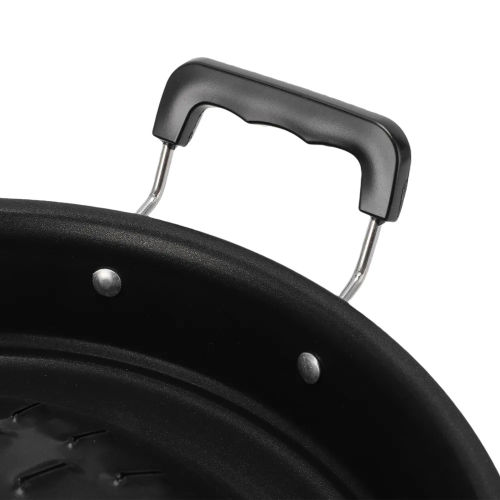 Фото Прочная чугунная тайская сковорода-гриль для барбекю, круглая, черная, с боковыми ручками, с приподнятым центральным куполом, для газовых плит №5