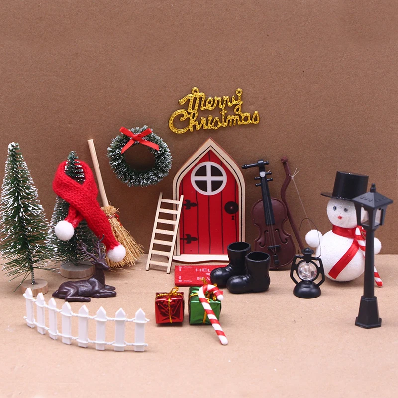 

Christmas Miniature Cute Dollhouse Accessories Set Wooden Pretend Play Toys Play Set Gift Party Decoration