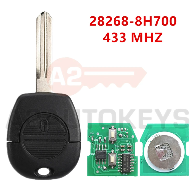A2AUTOKEYS 2 кнопки 433 МГц автомобильный дистанционный ключ для Nissan Patrol Almera Micra Primera Navara