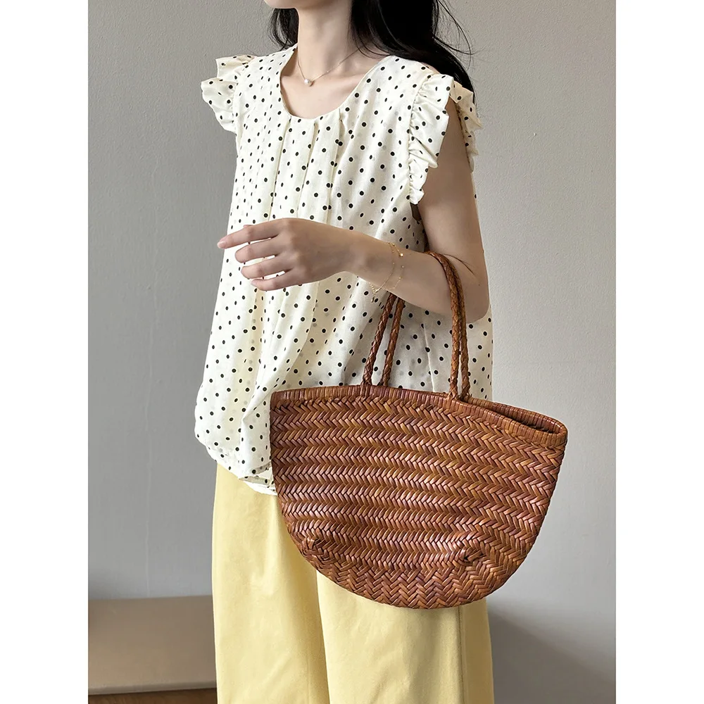 Женская рубашка с узором в горошек Han Shubo Стильная Милая без рукавов топ для кукол