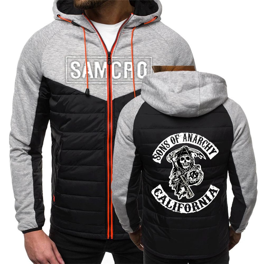 

2022 Spring Autumn Men Hoodies Sons Of Anarchy Print SOA Coat Male 7 Color Padded jacket Sport Zipper SAMCRO Top