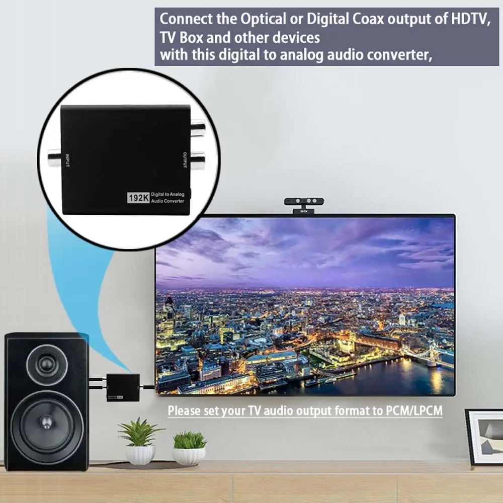 

Digital to analog audio converter-192kHz aluminum fiber to RCA digital SPDIF TOSLINK to stereo L/R for PS4 Xbox HDTV DVD headset
