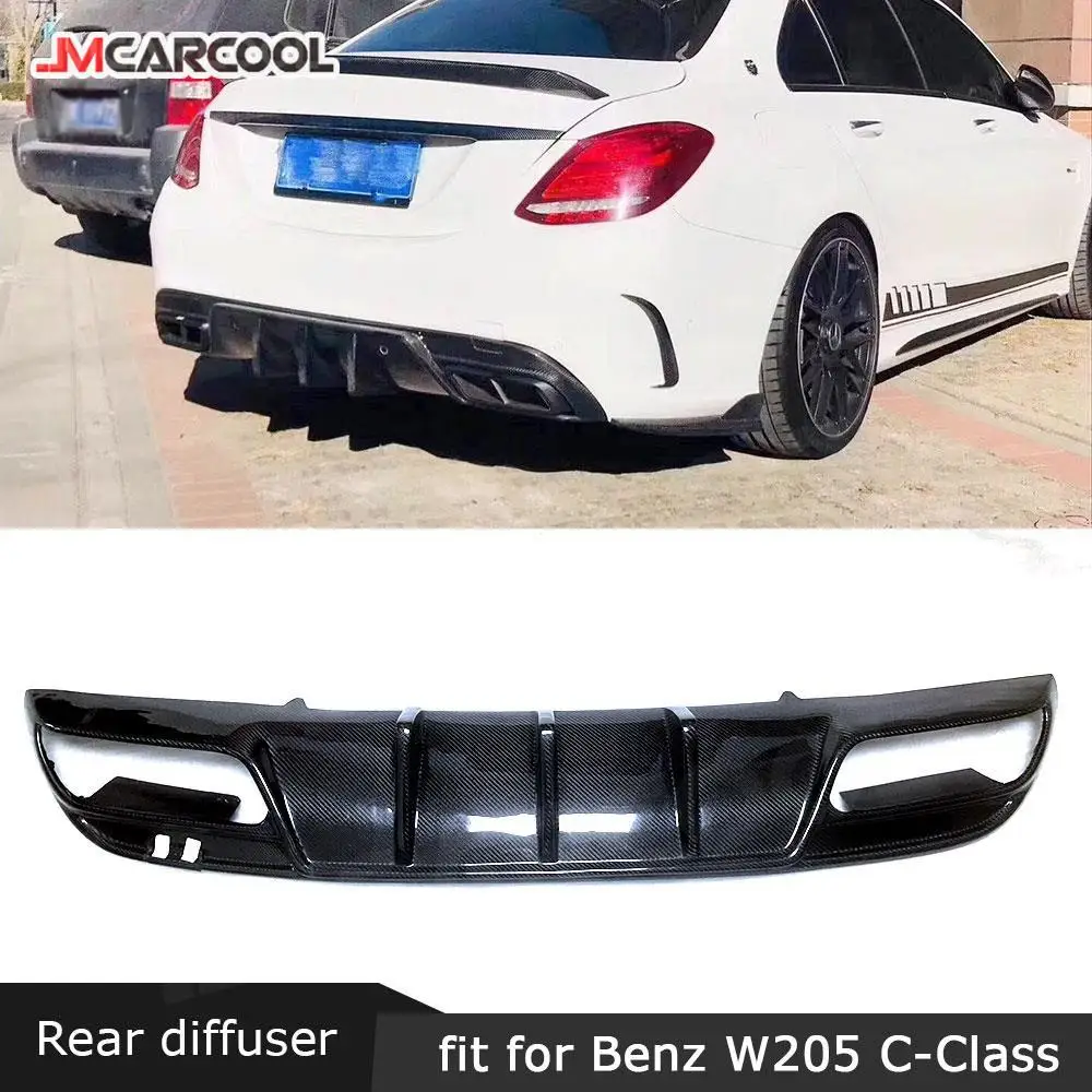 

Carbon Fiber Rear Bumper Lip Diffuser Spoiler for Mercedes Benz C class W205 Sedan 4 Door C43 C63 AMG Sport 2015 - 2019 FRP