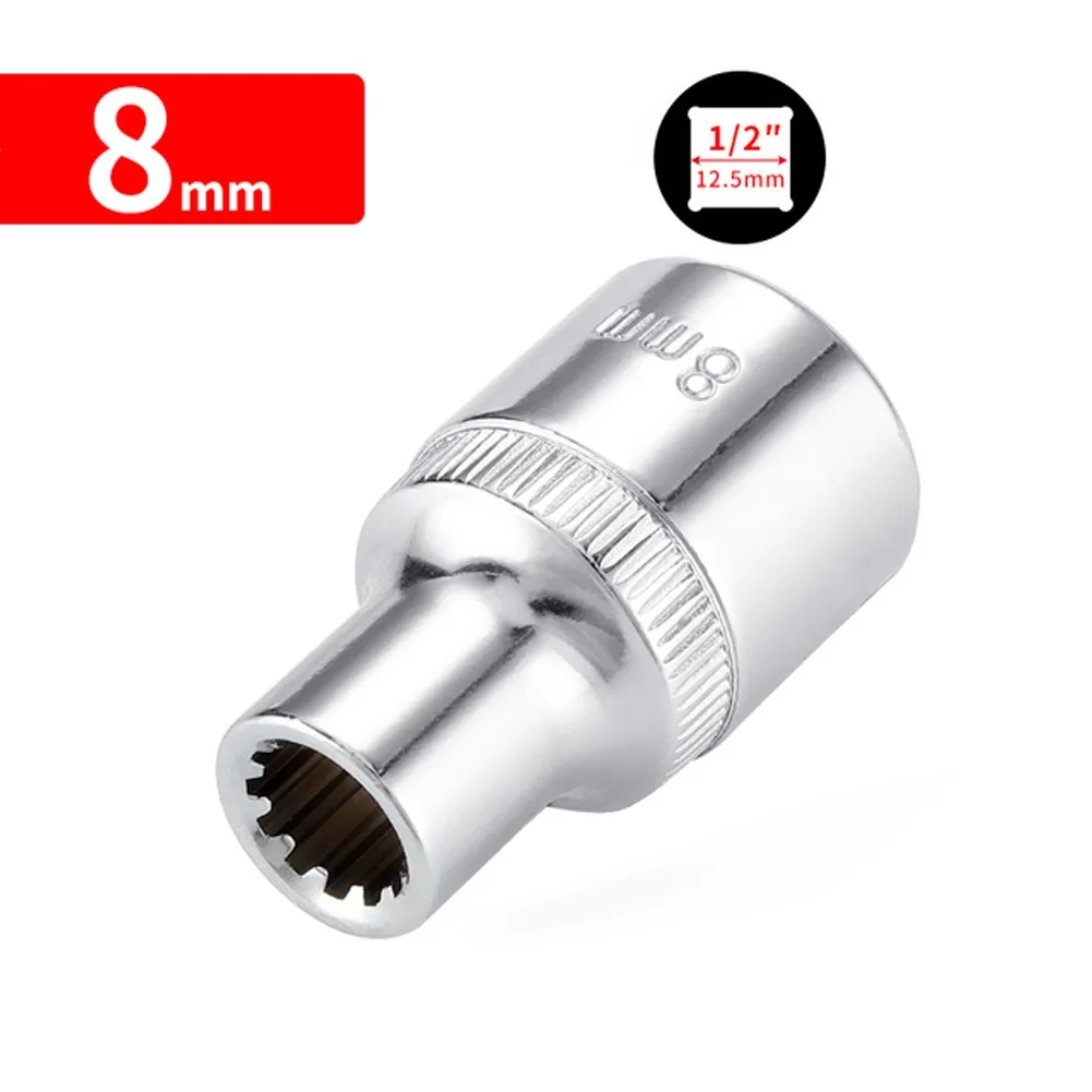 

1/2 Inch Drive 12 Teeth Short Socket Wrench Head Torx Bit Ratchet Spanner Adapter Socket Wrench Nut Removal Hand Tools 8-32mm