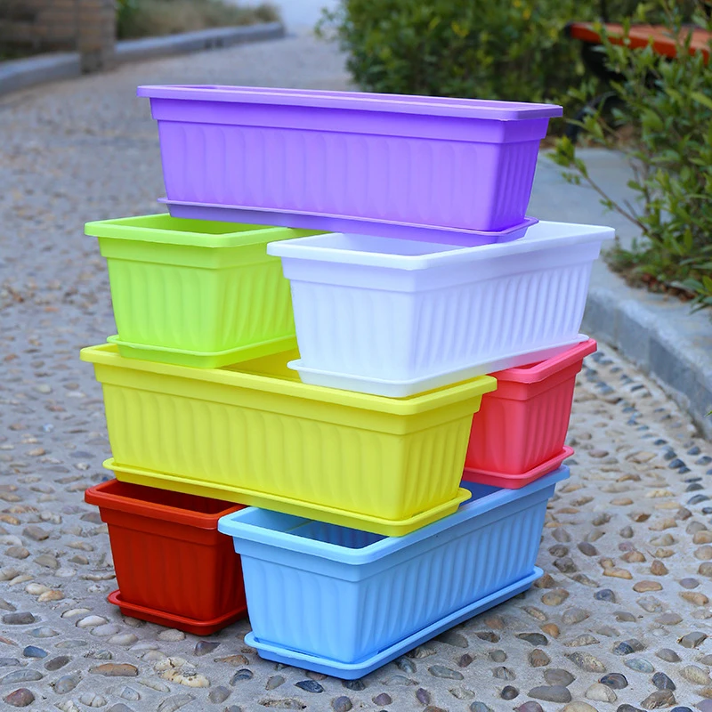 

Flower Window Box PP Resin Rectangular Window Planters Vegetables Container Balcony Garden PP Resin Rectangular TS1