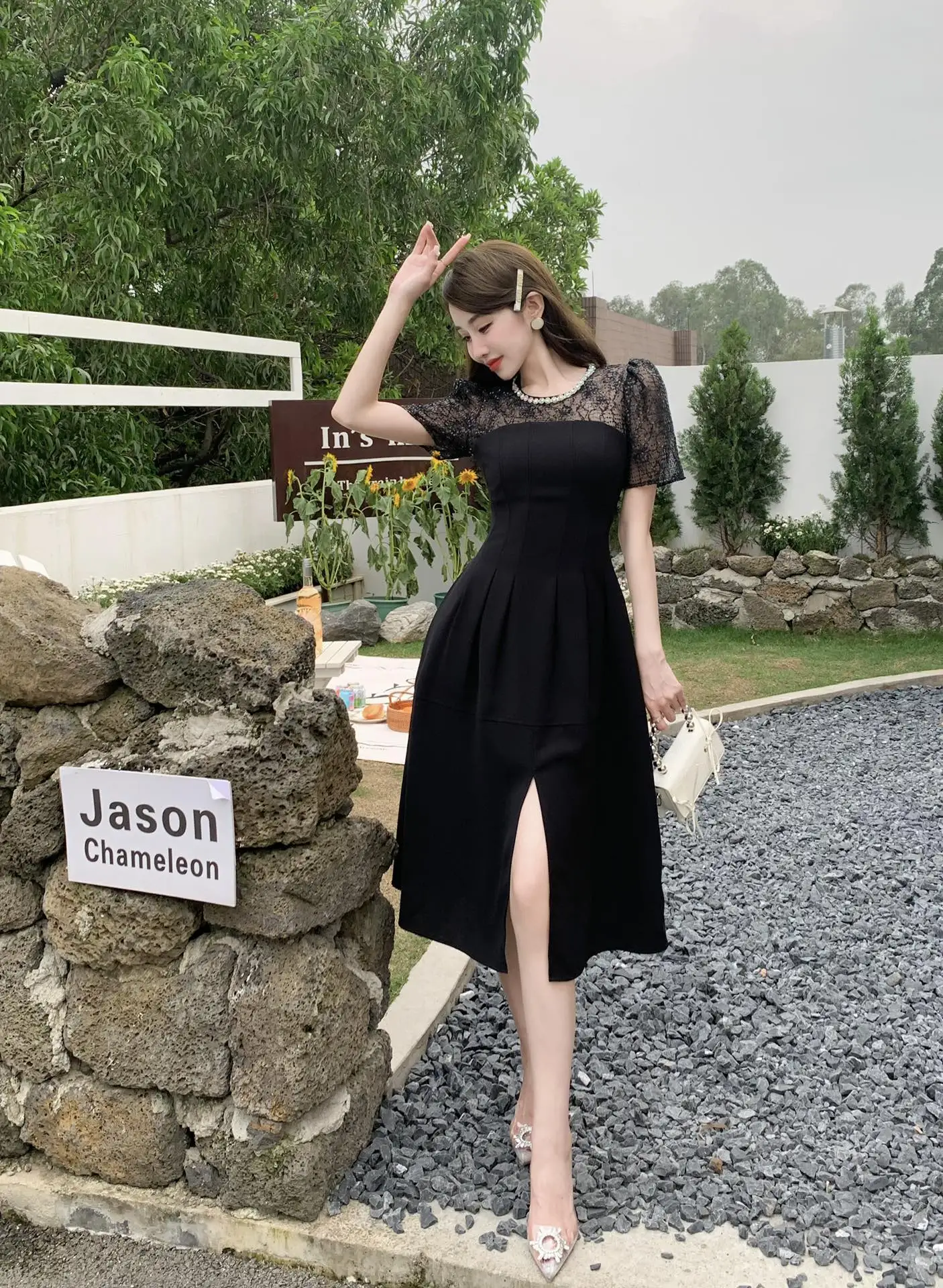 

2023 spring and summer women's clothing fashion new Mesh Stitching Dress 0511