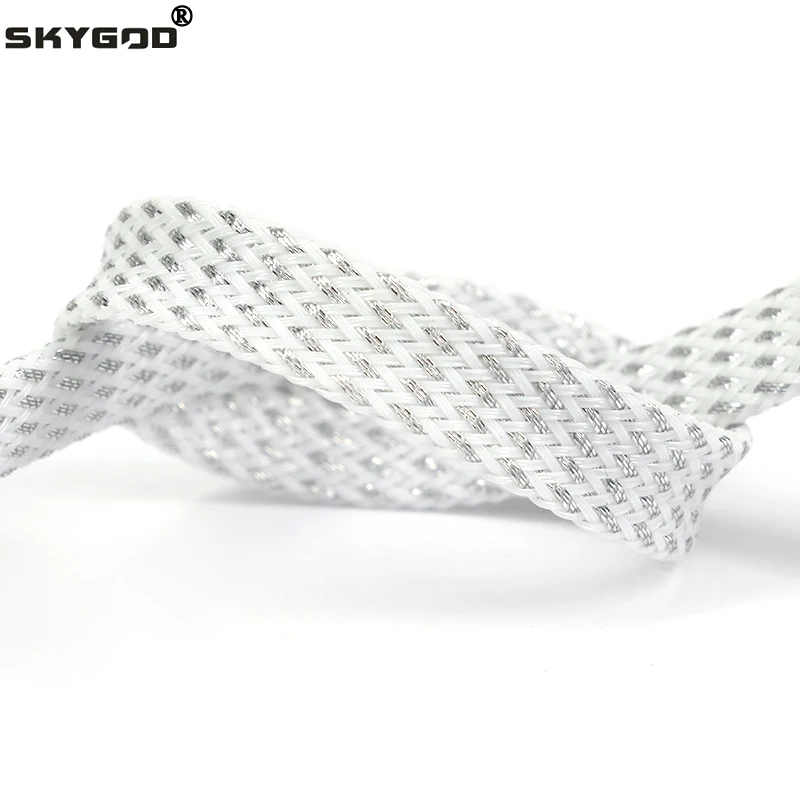 

1 ~ 50 м ПЭТ плетеный рукав белый серебристый 2/4/6/8/10/12/16/20/25 мм высокая плотность змеиная кожа кабельная оболочка для электрических кабелей