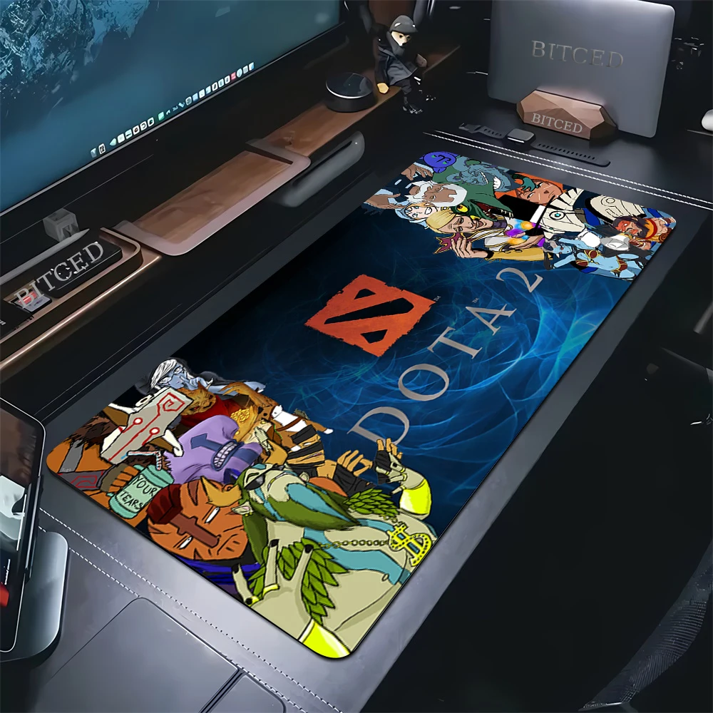 Фото Коврик для мыши с логотипом DOTA2, большой игровой коврик для мыши, водонепроницаемый настольный коврик, мягкая тканевая поверхность, нескользящая резиновая основа для аниме-игр №3