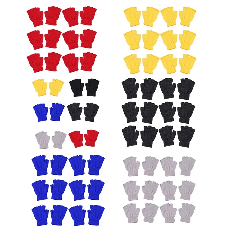 Зимние перчатки без пальцев вязаные варежки с отверстием для большого пальца