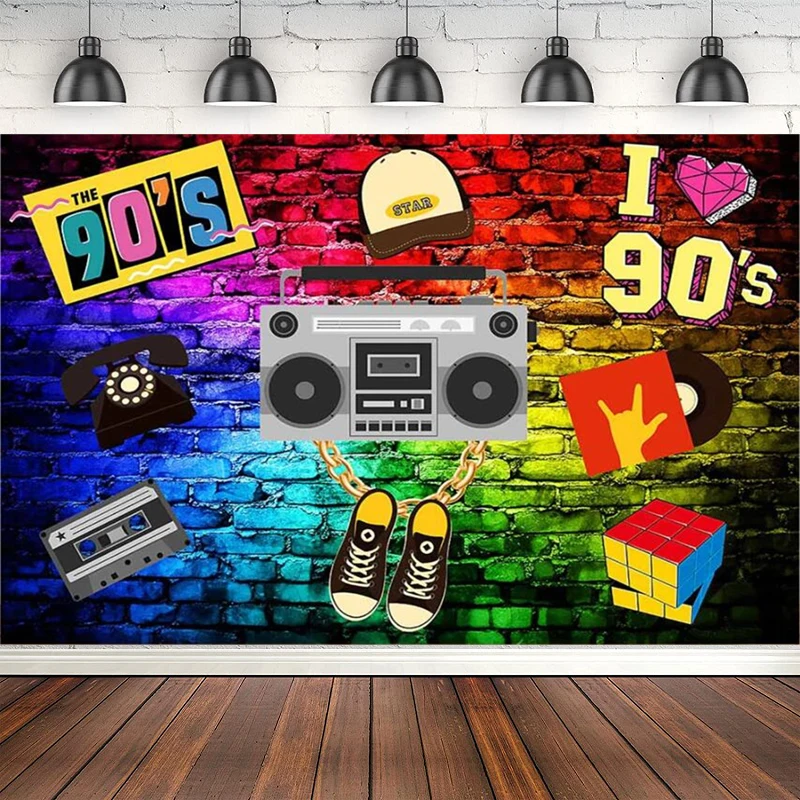 

90s Photography Backdrop Graffiti Hip Pop 90s Themed Party Poster Radio Music Party Banner Decoration Supplies Background