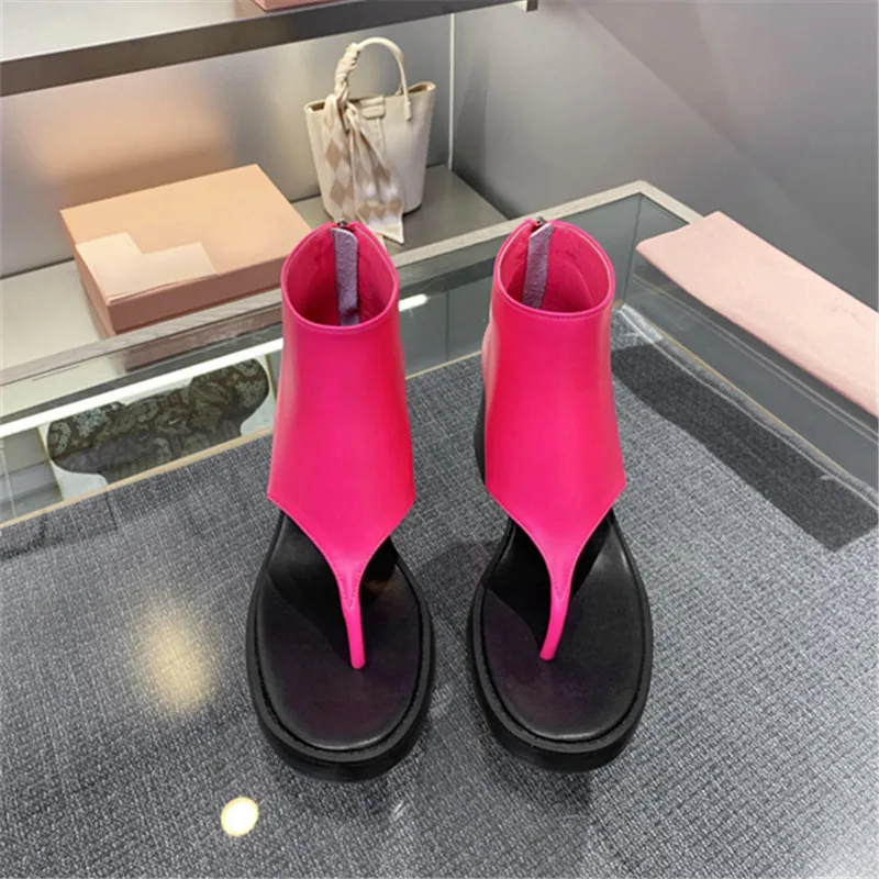 

Chunky Heeled Zapatillas Fashion Sandals Summer Women Shoes INS Hot Sale Chaussures Femme Slip On Sandalias Round Toe Slippers