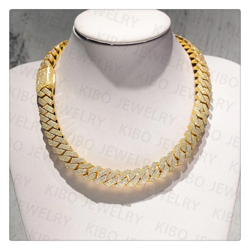 Популярная мужская цепочка Iced out Rapper в стиле хип-хоп 14 мм позолоченная 18 карат